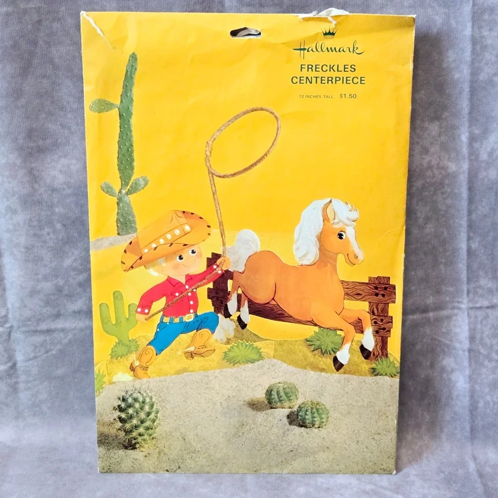 Freckles Cowboy Horse Centerpiece Hallmark Cardboard 3D Vintage‎ Party